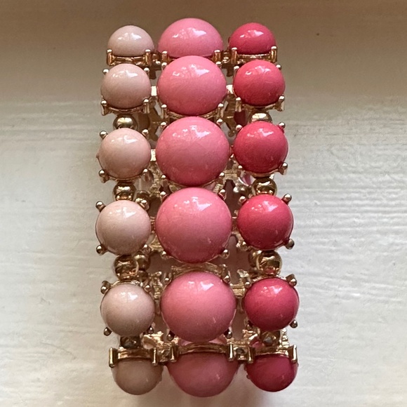 BRACELET Stretch Pink Ombre' Beaded Gold - Picture 3 of 3